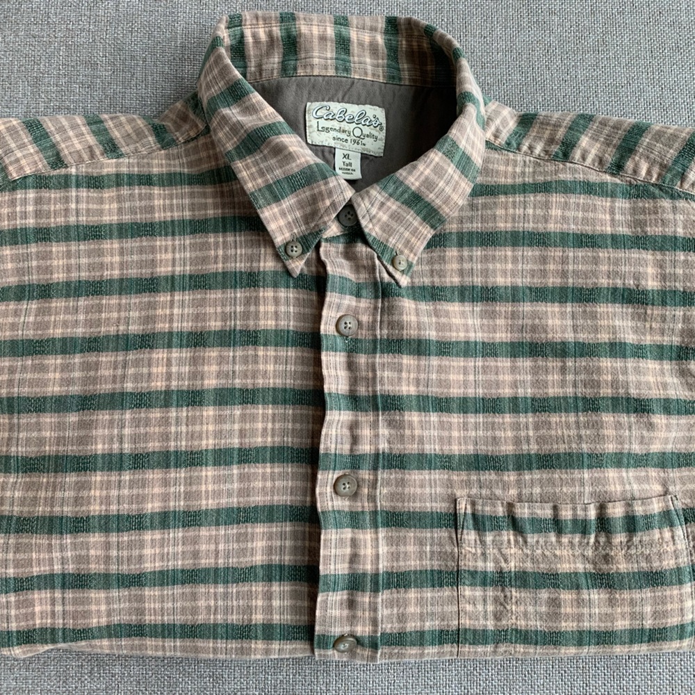 Cabela’s Men’s Plaid Long Sleeve Button Down Casual Shirt Size XLTall